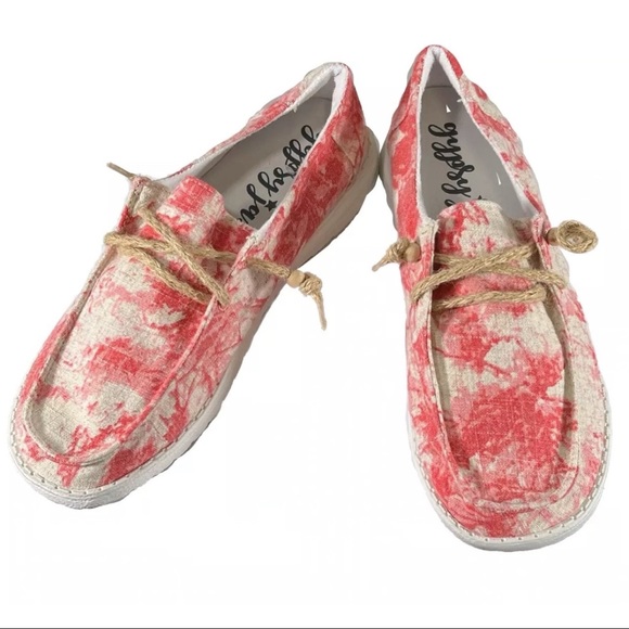 Very G Women's shoe canvas lace-up Slip On SWIRL Casual Shoe Red - Picture 4 of 4